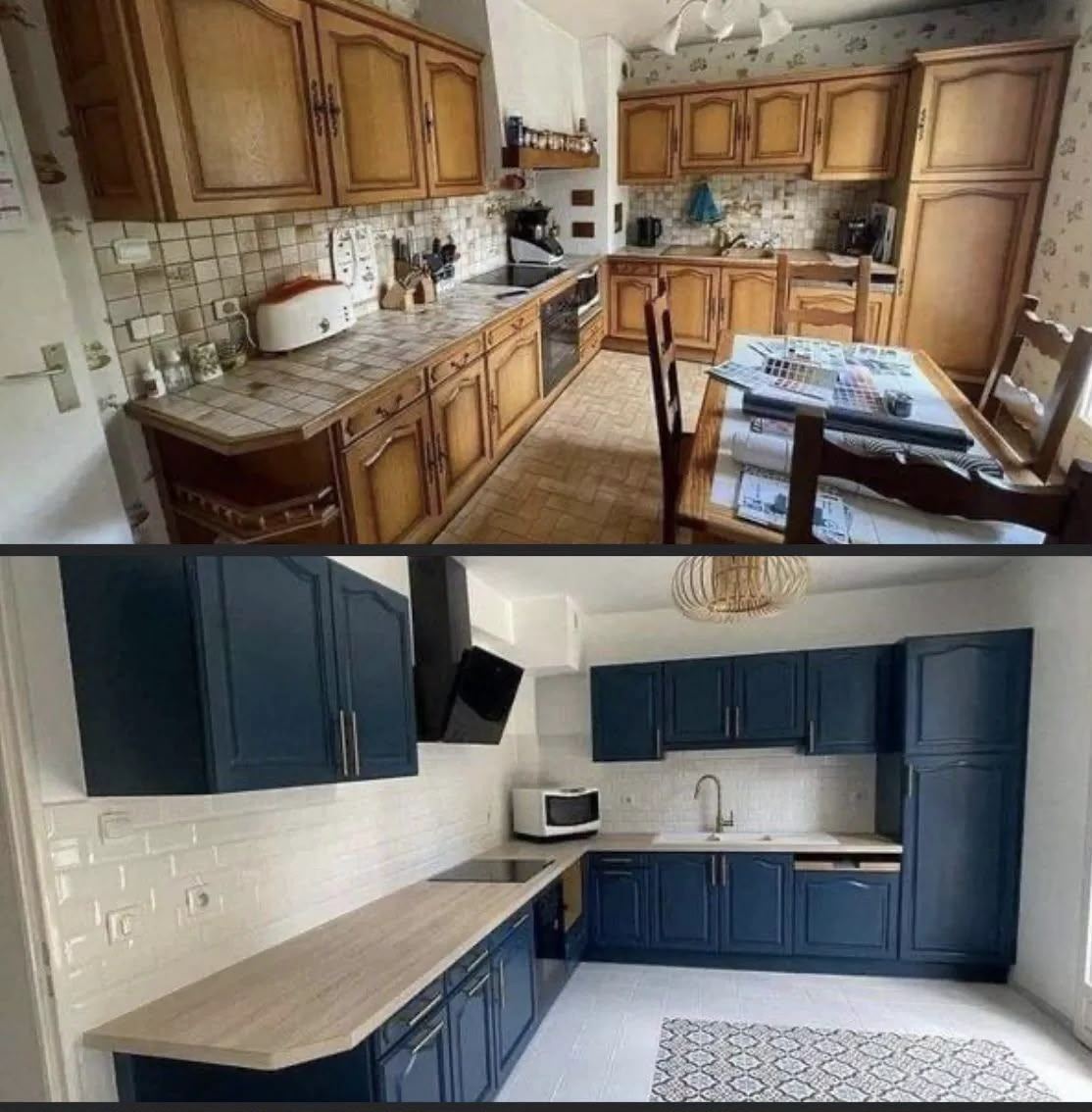 Cocina antes y después de una reforma realizada por JL Reformas en Mallorca